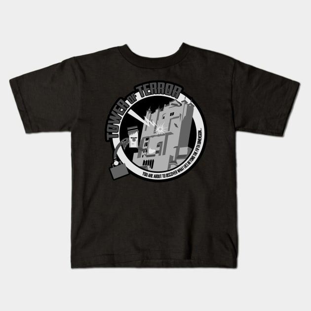 Tower of Terror - black and white Kids T-Shirt by brodiehbrockie